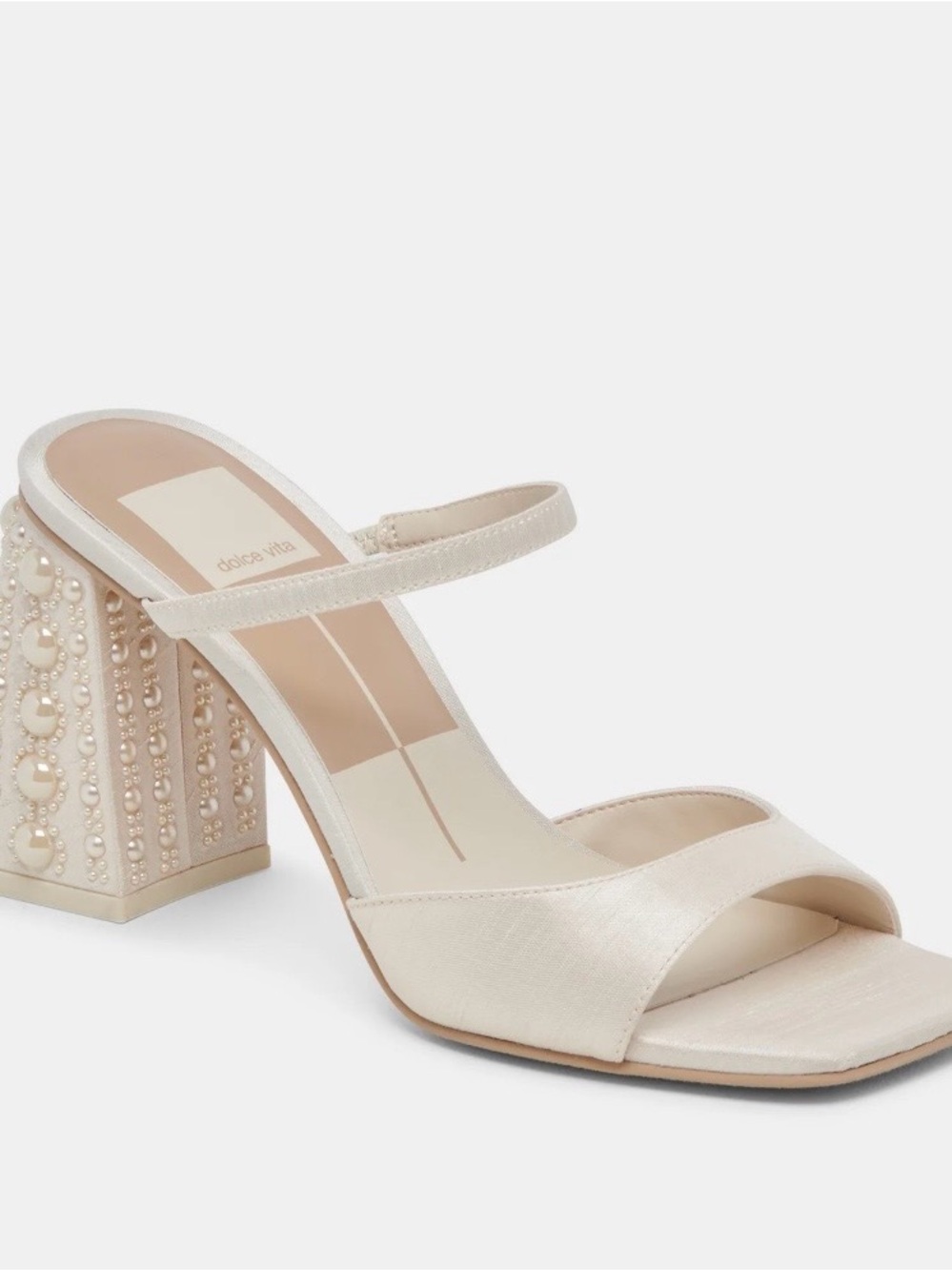 dolce vita Jemmy Pearl Heels in Vanilla Silk - Picture 2 of 10